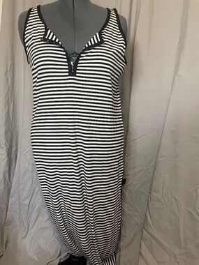 Black and white striped maxi dress